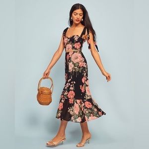 Reformation Liana Two Piece midi skirt and top in Louise Print- floral- size 8